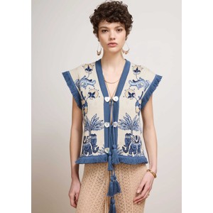 Nandita Jacquard Waistcoat - Blue