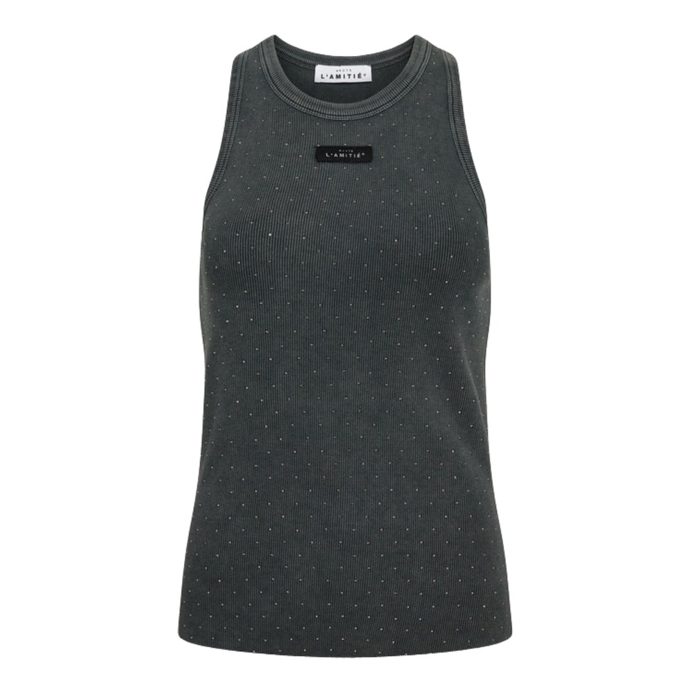 HAUTE LAMITIE Ribbed Badge Stone Tank Top - Acid Black