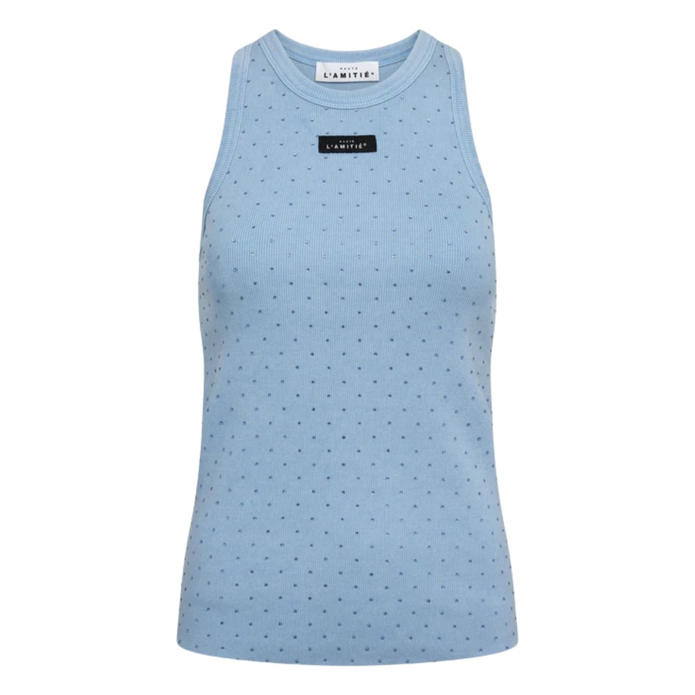 HAUTE LAMITIE Ribbed Badge Stone Tank Top - Pale Blue