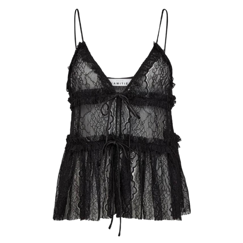 HAUTE LAMITIE New Lace Tie Top - Black