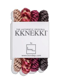 KKNEKKI Hair Tie Bundle 4 Pack - Burgundy Mix
