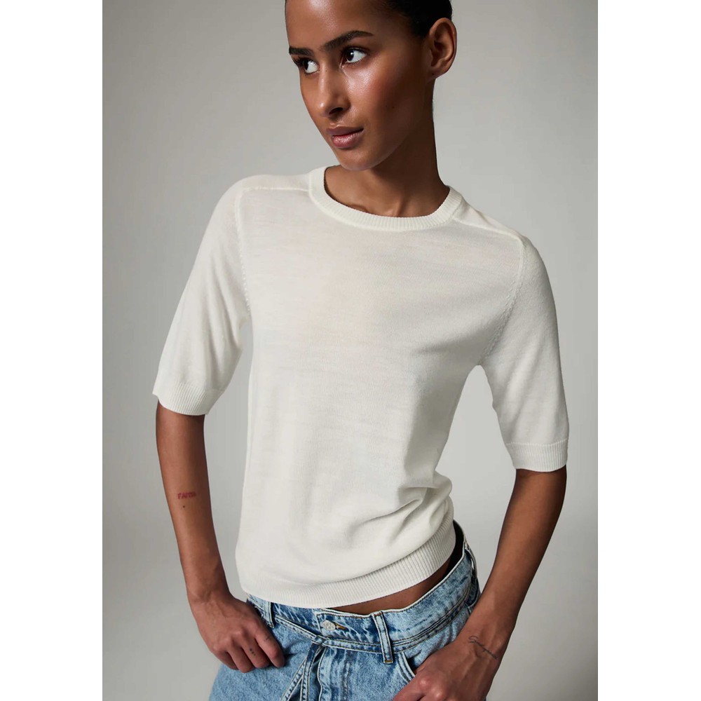 Day Birger et Mikkelsen Carolina Merino Wool Round neck Knitted T-shirt - Jet Stream