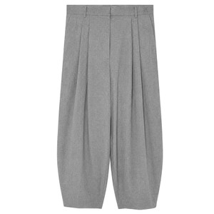 Enora Barrel Leg Trousers - Grey Melange