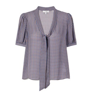 Sonnet Silk Blouse - Chestnut Plaid
