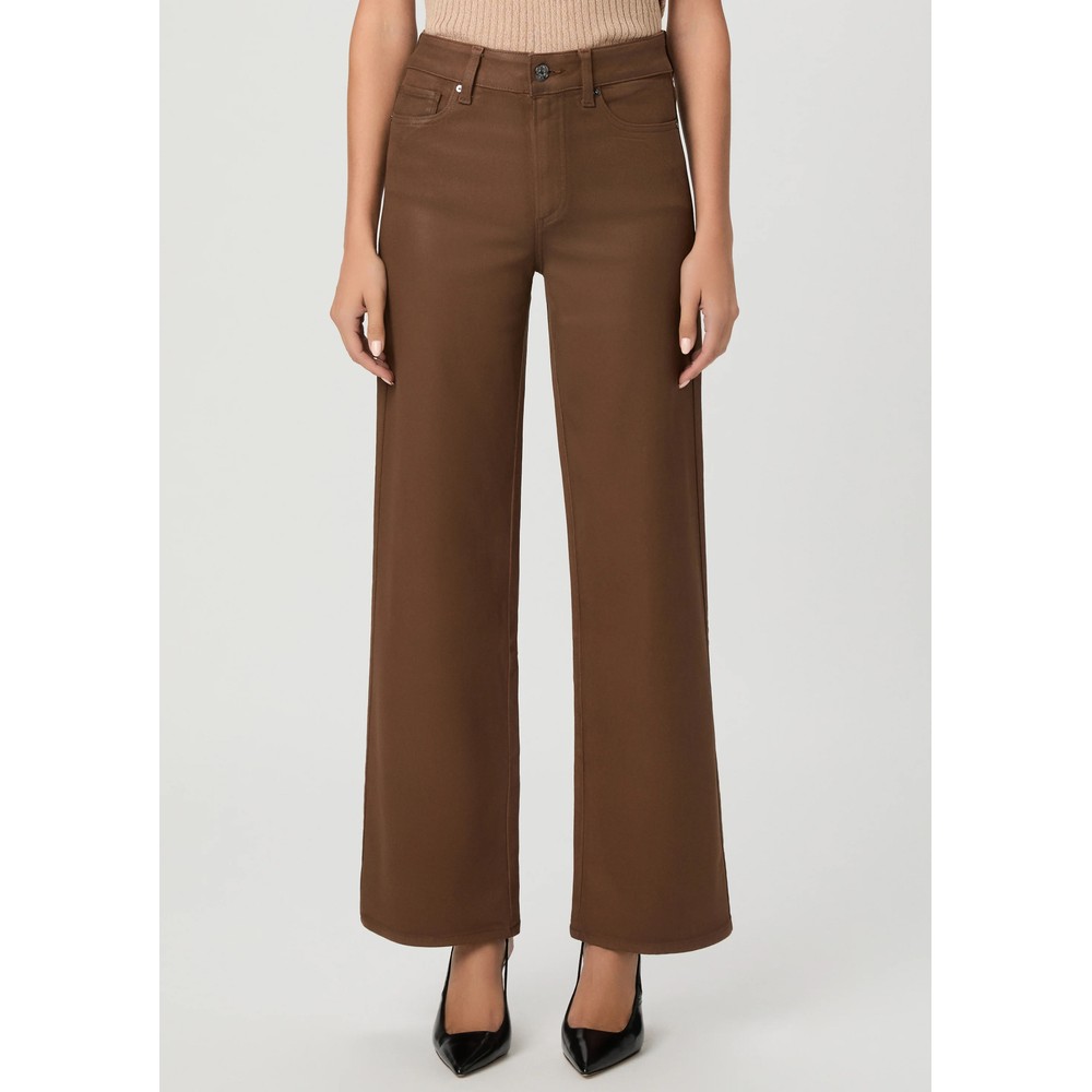 Paige Denim Anessa 31" Wide Leg Coated Jeans - Cognac Luxe