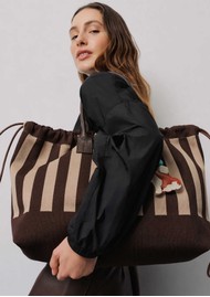 DAY ET Large Striped Knit Shoulder Bag - Coffee Bean