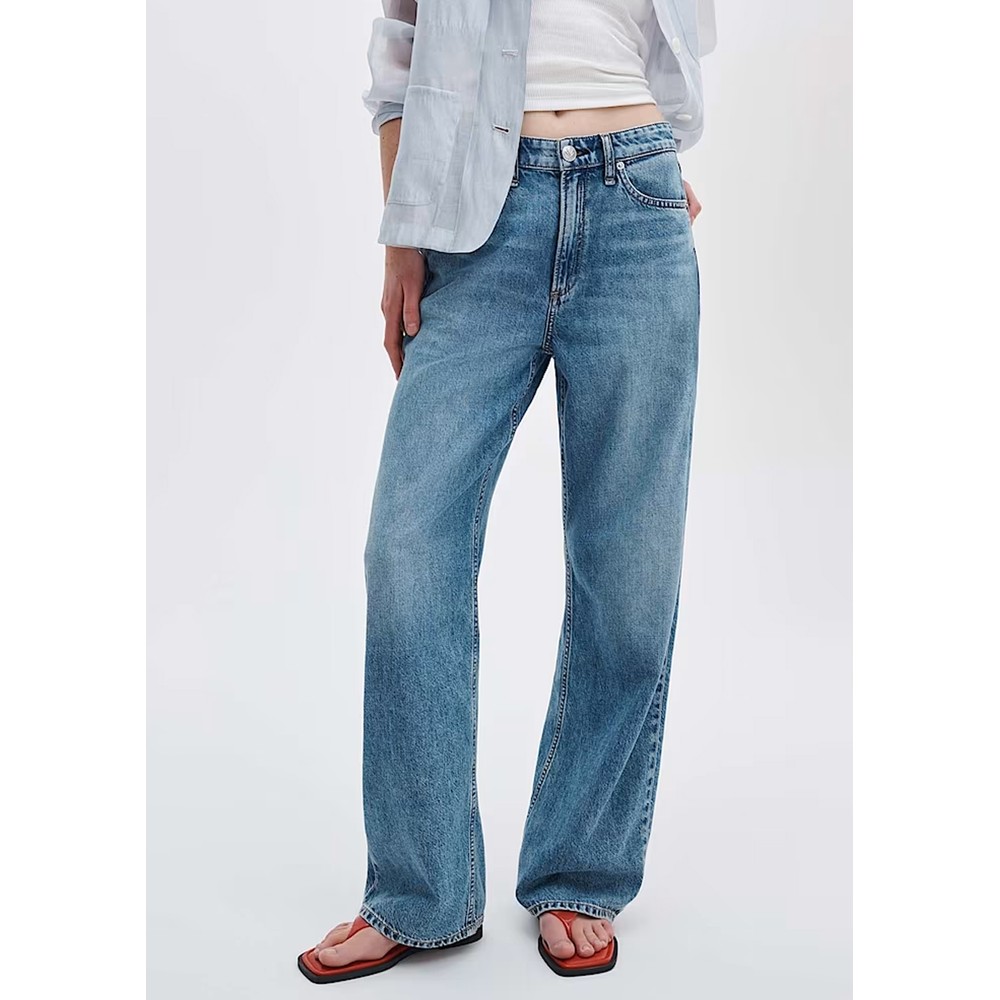 RAG & BONE Logan Featherweight Wide Leg Denim Jeans - Lyon