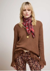 HAYLEY MENZIES Cashmere Fringe V Neck Jumper - Brown