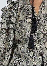 SCARLETT POPPIES Vara Paisley Blouse - Onyx/Papyrus