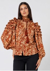 SCARLETT POPPIES Vara Paisley Blouse - Blush/Cayenne