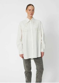 STELLA NOVA Loose Shirt Embroidered Anglaise - White