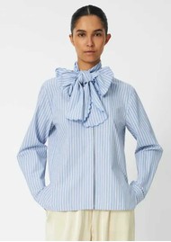 STELLA NOVA Striped Scallop Bow Shirt - White/Blue