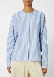STELLA NOVA Striped Scallop Bow Shirt - White/Blue