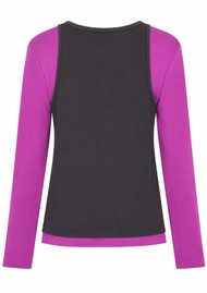 DAMSON MADDER Manon Layered Long Sleeve T-Shirt - Chocolate & Magenta