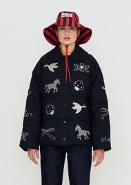 THE TINY BIG SISTER Embroidered Down Jacket - Navy