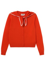 THE TINY BIG SISTER Scarf Neck Lara Cardigan - Dark Red
