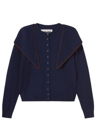 THE TINY BIG SISTER Scarf Neck Lara Cardigan - Navy