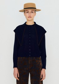 THE TINY BIG SISTER Scarf Neck Lara Cardigan - Navy