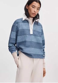 RAG & BONE Miramar Cropped Rugby Polo Top - Indigo Multi