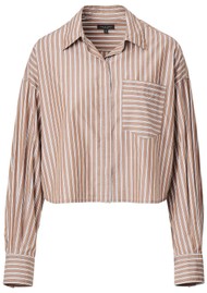 RAG & BONE Marin Cropped Striped Shirt - Tan Stripe