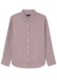 RAG & BONE Connie Stripe Shirt - Brown Red Stripe