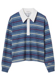 RAG & BONE rbMiramar Cropped Rugby Polo Top - Indigo Multi