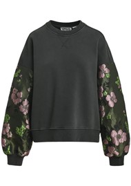 ESSENTIEL ANTWERP Kueer Floral Jacquard Sweatshirt - Charcoal Grey