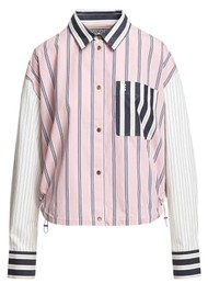 ESSENTIEL ANTWERP Kozef Stripe Crop Shirt - Steel Pulse