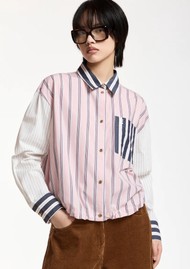 ESSENTIEL ANTWERP Kozef Stripe Crop Shirt - Steel Pulse
