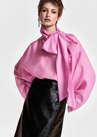 ESSENTIEL ANTWERP Karismatic Oversized Pussybow Top - Milennial Pink