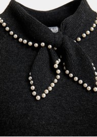 ESSENTIEL ANTWERP Kasa Pearl Embellished Bow Knitted Jumper - Steel Pulse