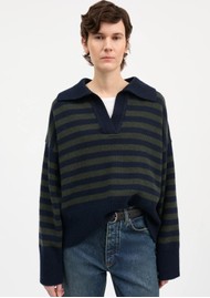 SKALL Dean V-Neck Jumper - Navy/Dark Green