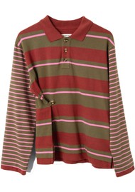 DAMSON MADDER Noah Cinch Rugby Top - Olive/Pink