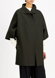 HARRIS WHARF Kimono Mantle Coat - Dark Khaki