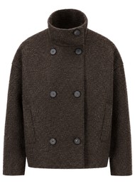 HARRIS WHARF Cropped Funnel Jacket - Dark Brown