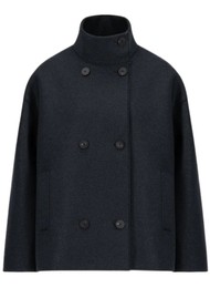HARRIS WHARF Oversized Funnel Jacket with Quilted Lining - Dark Blue