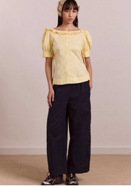 DAMSON MADDER Felix Twill Barrel Trousers - Navy