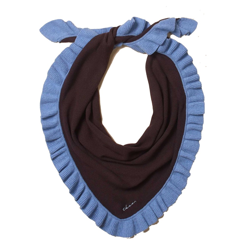 TBCO Large Merino Wool Triangle Scarf - Brown Ruffle