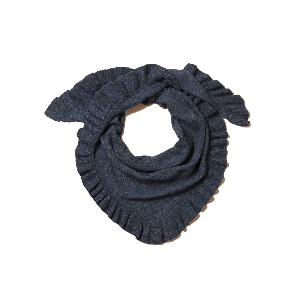 TBCO Large Merino Wool Triangle Scarf - Grey Ruffle