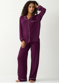 STRIPE & STARE Long PJ Set - Black Cherry