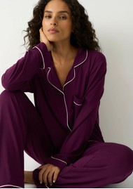 STRIPE & STARE Long PJ Set - Black Cherry