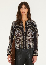 FARM RIO Daniela Long Sleeve Top - Black