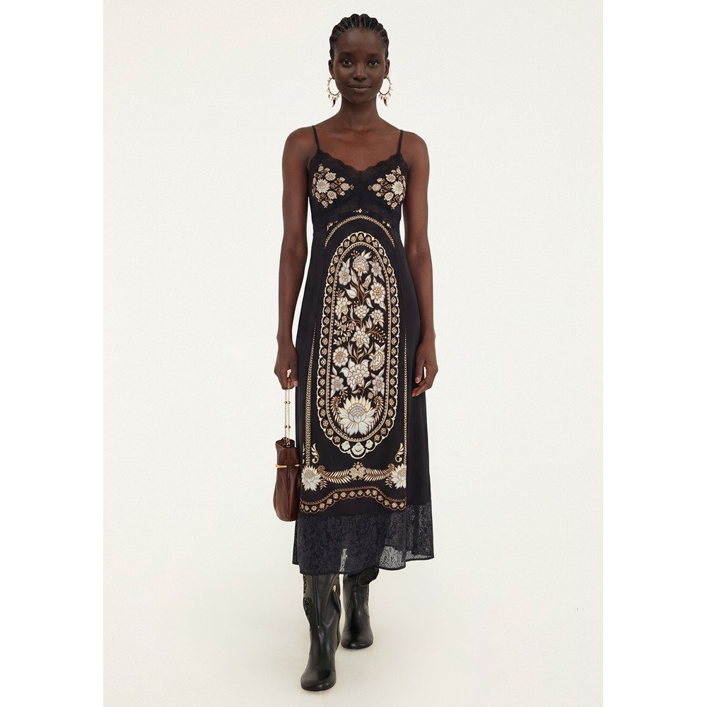 FARM RIO Daniela Midi Dress - Black