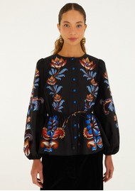 FARM RIO Energy Floral Blouse - Floral Black