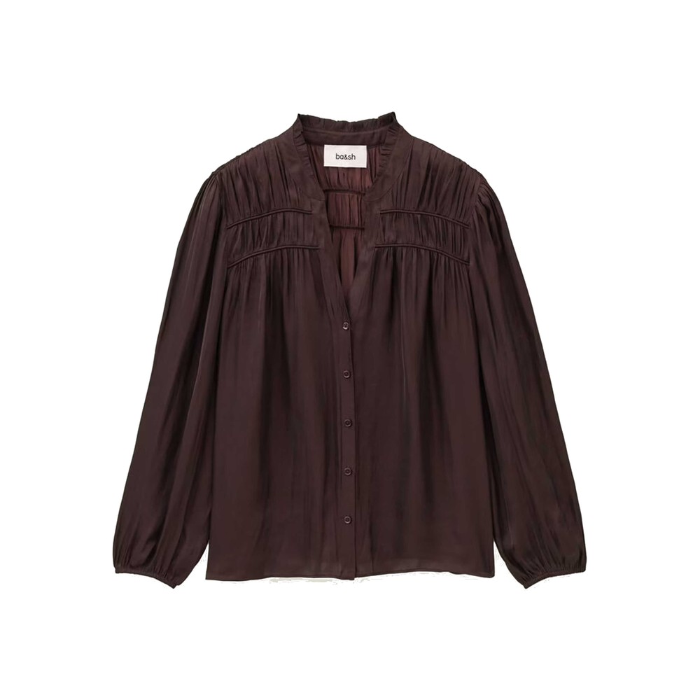 Ba&sh Cessia Satin Blouse - Aubergine