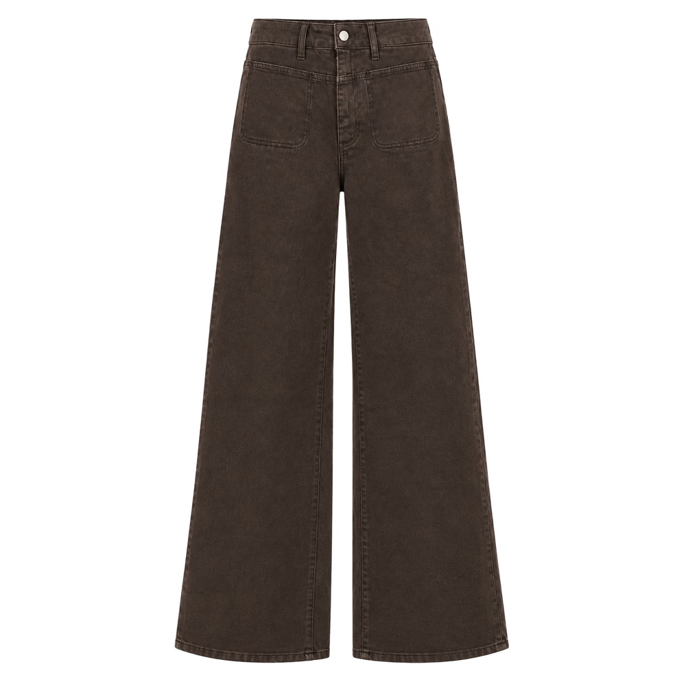 Paige Denim Anessa High Rise 31" Wide Leg Jeans - Rich Chocolate