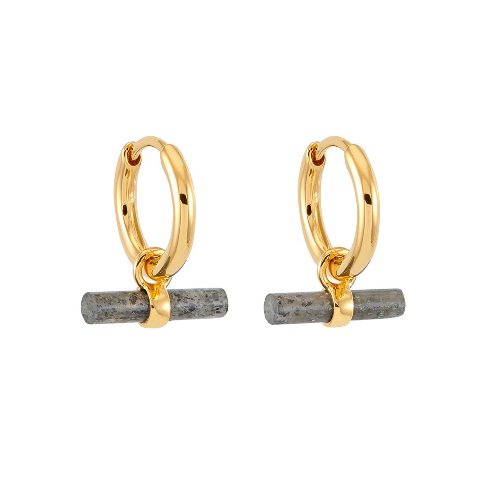 RACHEL JACKSON Aventurine Disco T Bar Huggie Earrings - Gold