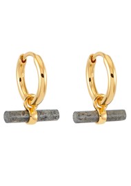 RACHEL JACKSON Aventurine Disco T Bar Huggie Earrings - Gold
