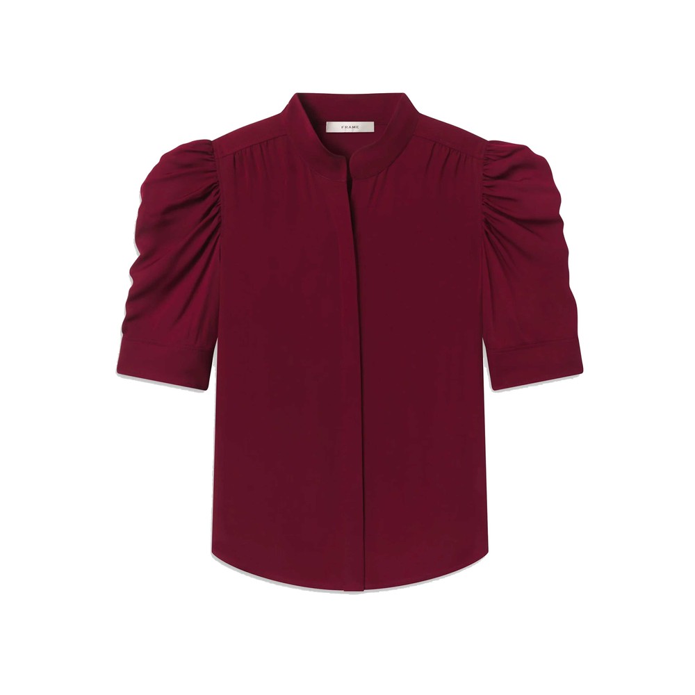 Frame Denim Gillian Silk Blouse - Garnet
