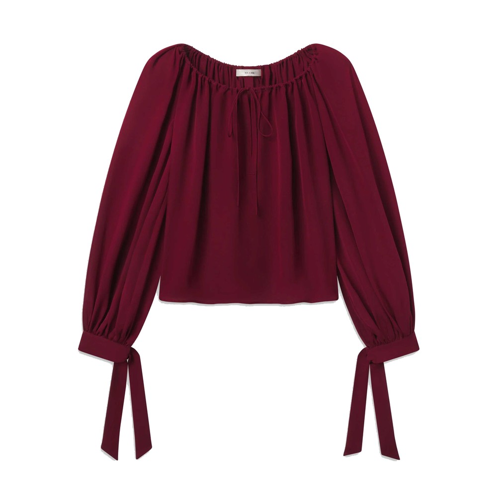 Frame Denim Silk Serenade Blouse - Garnet